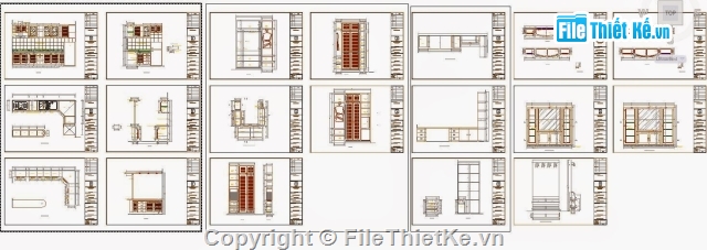 Bếp và tủ,bố trí đền,Chi tiết tủ,Chi tiết mặt đứng